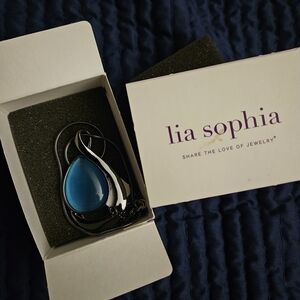 Lia Sophia Blue Teardrop "Waterway" Pendant Necklace